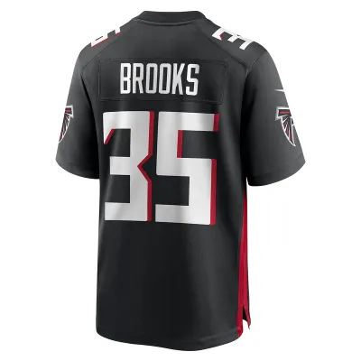 Men's Atlanta Falcons Natrone Brooks Black Team Game Jersey 02