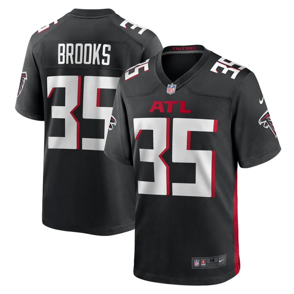 Men's Atlanta Falcons Natrone Brooks Black Team Game Jersey