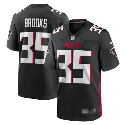 Men's Atlanta Falcons Natrone Brooks Black Team Game Jersey 01