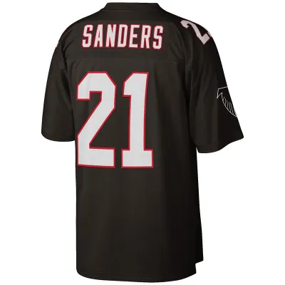 Men's Atlanta Falcons Deion Sanders Black Game Retired Player Jersey 02