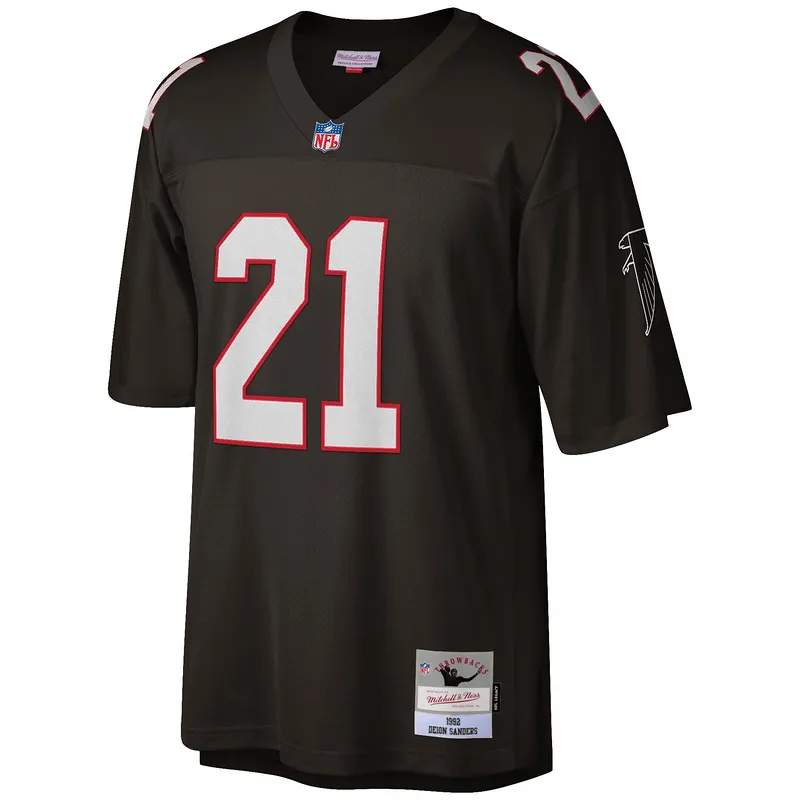 Men's Atlanta Falcons Deion Sanders Black Game Retired Player Jersey