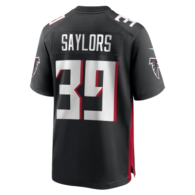 Men's Atlanta Falcons Jacob Saylors Black Game Jersey 02