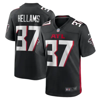 Men's Atlanta Falcons DeMarcco Hellams Black Team Game Jersey 01