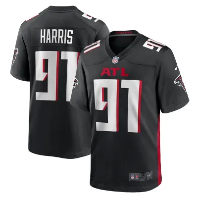Men's Atlanta Falcons Demone Harris Black Game Jersey 01