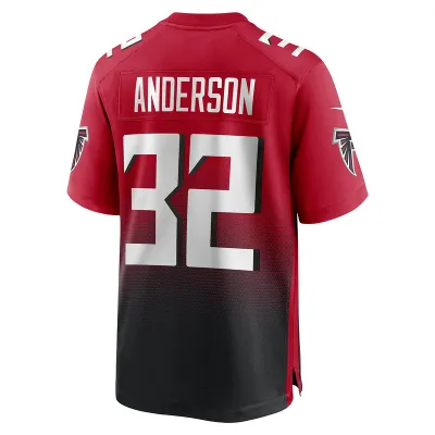 Men's Atlanta Falcons Jamal Anderson Red Retired Player Alternate Game Jersey 02