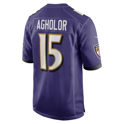 Men's Baltimore Ravens Nelson Agholor Purple Game Jersey 02