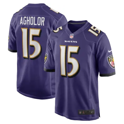 Men's Baltimore Ravens Nelson Agholor Purple Game Jersey 01