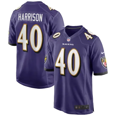 Men's Baltimore Ravens Malik Harrison Purple Game Jersey 01