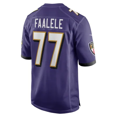 Men's Baltimore Ravens Daniel Faalele Purple Player Game Jersey 02