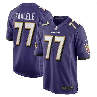 Men's Baltimore Ravens Daniel Faalele Purple Player Game Jersey 01