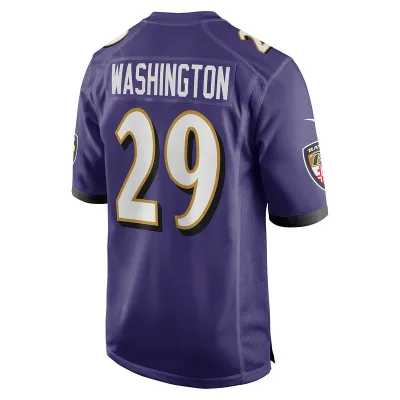 Men's Baltimore Ravens Ar'Darius Washington Purple Player Game Jersey 02