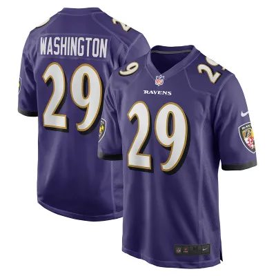 Men's Baltimore Ravens Ar'Darius Washington Purple Player Game Jersey 01