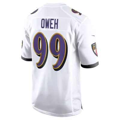 Men's Baltimore Ravens Odafe Oweh White Game Jersey 02