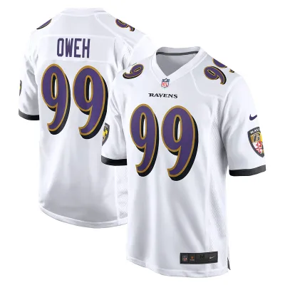 Men's Baltimore Ravens Odafe Oweh White Game Jersey 01