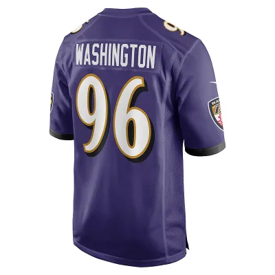 Men's Baltimore Ravens Broderick Washington Purple Game Player Jersey 02