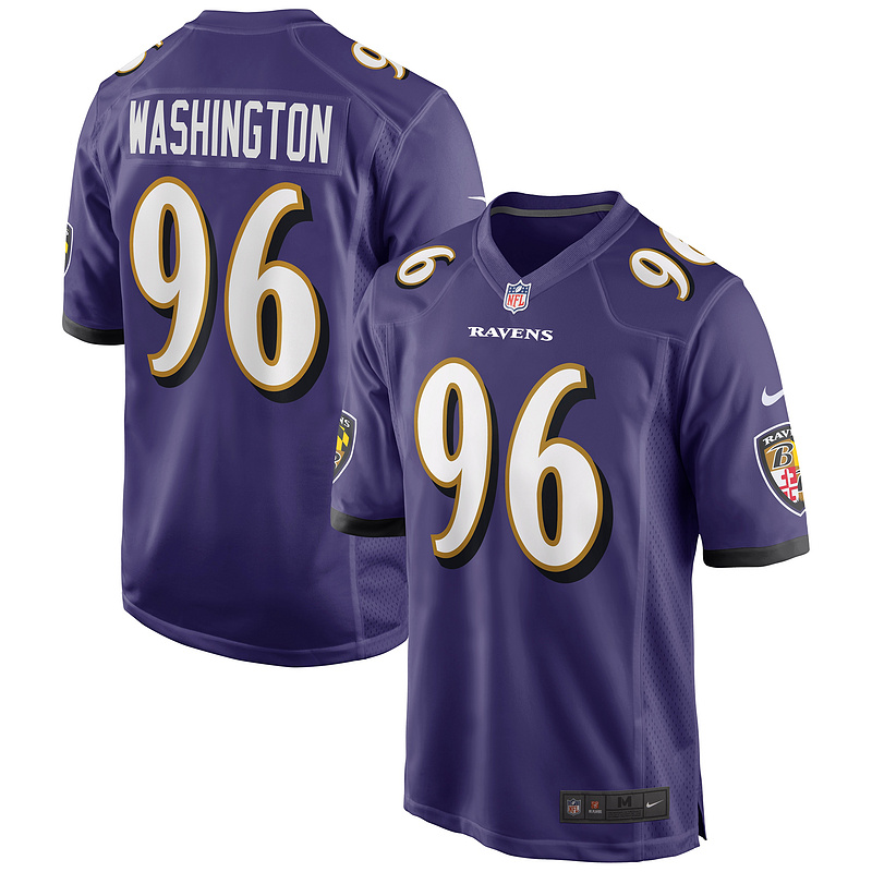 Men's Baltimore Ravens Broderick Washington Purple Game Player Jersey