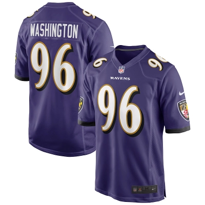 Men's Baltimore Ravens Broderick Washington Purple Game Player Jersey 01
