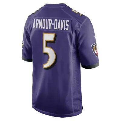 Men's Baltimore Ravens Jalyn Armour-Davis Purple Game Player Jersey 02
