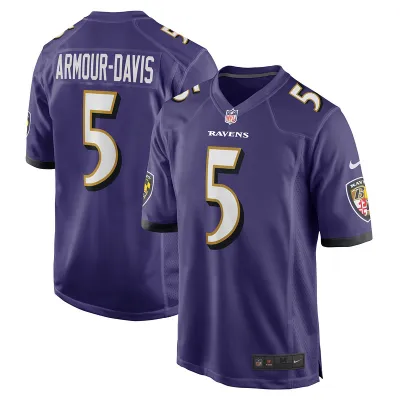 Men's Baltimore Ravens Jalyn Armour-Davis Purple Game Player Jersey 01