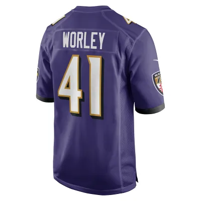 Men's Baltimore Ravens Daryl Worley Purple Game Player Jersey 02