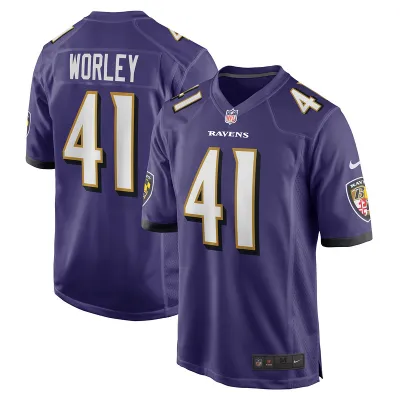 Men's Baltimore Ravens Daryl Worley Purple Game Player Jersey 01