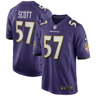 Men's Baltimore Ravens Bart Scott Purple Game Retired Player Jersey 01