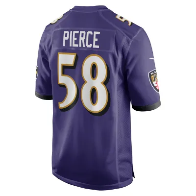 Men's Baltimore Ravens Michael Pierce Purple Game Jersey 02