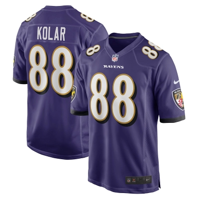 Men's Baltimore Ravens Charlie Kolar Purple Player Game Jersey 01