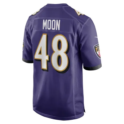 Men's Baltimore Ravens Jeremiah Moon Purple Game Player Jersey 02