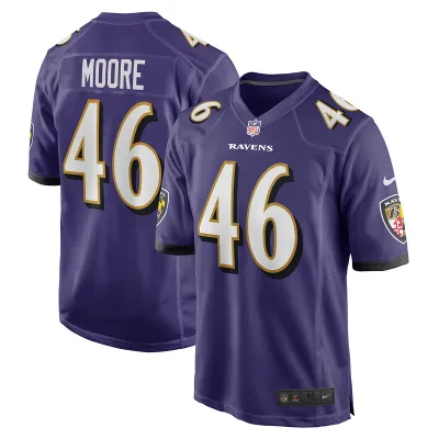 Men's Baltimore Ravens Nick Moore Purple Game Jersey 01