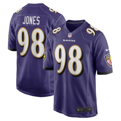 Men's Baltimore Ravens Travis Jones Purple Player Game Jersey 01