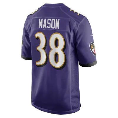 Men's Baltimore Ravens Ben Mason Purple Game Jersey 02