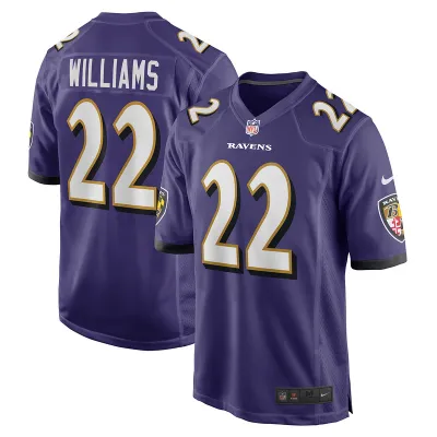 Men's Baltimore Ravens Damarion Williams Purple Player Game Jersey 01