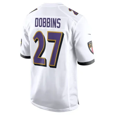 Men's Baltimore Ravens J.K. Dobbins White Game Jersey 02