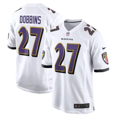 Men's Baltimore Ravens J.K. Dobbins White Game Jersey 01