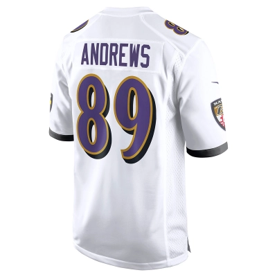 Men's Baltimore Ravens Mark Andrews White Game Jersey 02