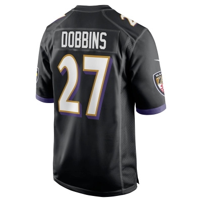 Men's Baltimore Ravens J.K. Dobbins Black Game Jersey 02