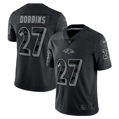 Men's Baltimore Ravens J.K. Dobbins Black RFLCTV Limited Jersey 01