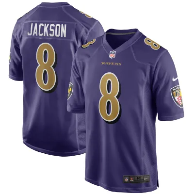 Men's Baltimore Ravens Lamar Jackson Purple Alternate Game Jersey 01
