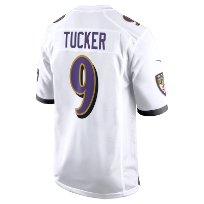 Men's Baltimore Ravens Justin Tucker White Game Jersey 02