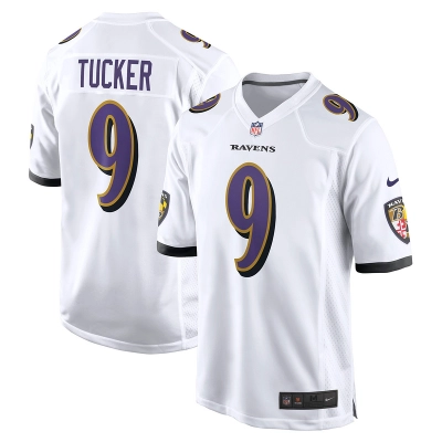 Men's Baltimore Ravens Justin Tucker White Game Jersey 01