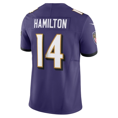 Men's Baltimore Ravens Kyle Hamilton Purple Vapor F.U.S.E. Limited Jersey 02
