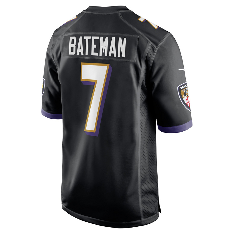 Men's Baltimore Ravens Rashod Bateman Black Game Player Jersey