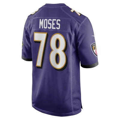 Men's Baltimore Ravens Morgan Moses Purple Game Player Jersey 02
