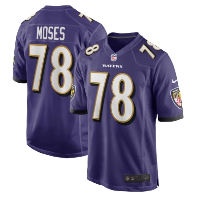 Men's Baltimore Ravens Morgan Moses Purple Game Player Jersey 01