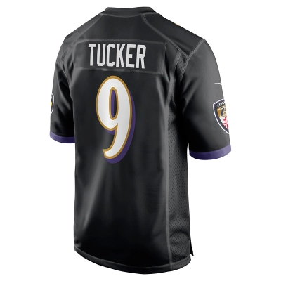 Men's Baltimore Ravens Justin Tucker Black Player Game Jersey 02