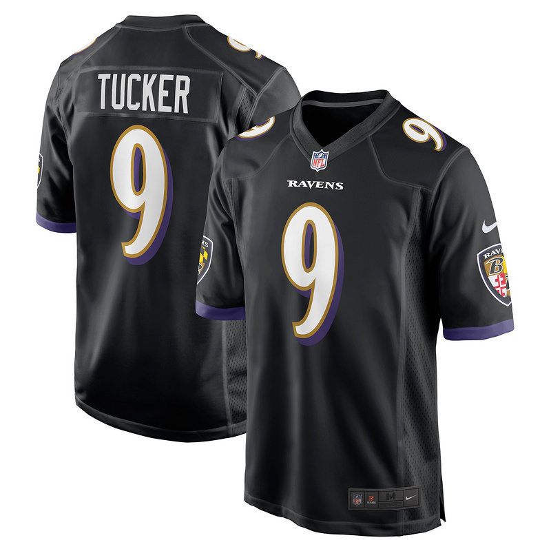 Men's Baltimore Ravens Justin Tucker Black Player Game Jersey