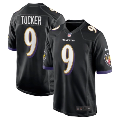 Men's Baltimore Ravens Justin Tucker Black Player Game Jersey 01