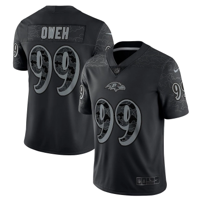 Men's Baltimore Ravens Odafe Oweh Black RFLCTV Limited Jersey 01