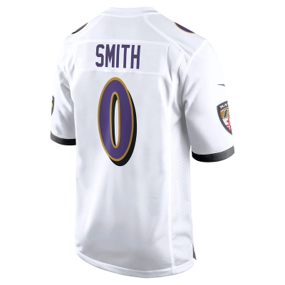 Men's Baltimore Ravens Roquan Smith White Game Jersey 02